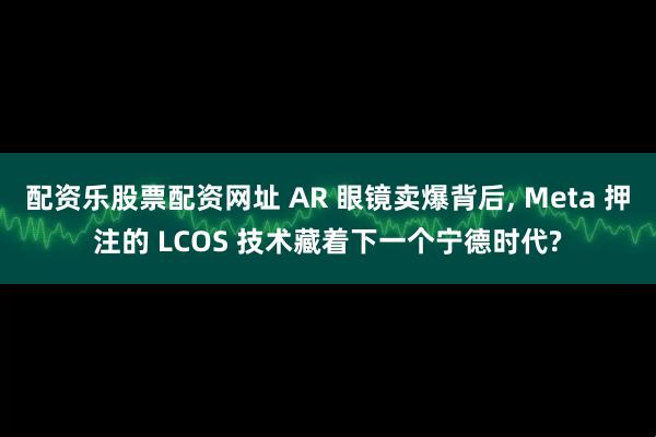 配资乐股票配资网址 AR 眼镜卖爆背后, Meta 押注的 LCOS 技术藏着下一个宁德时代?